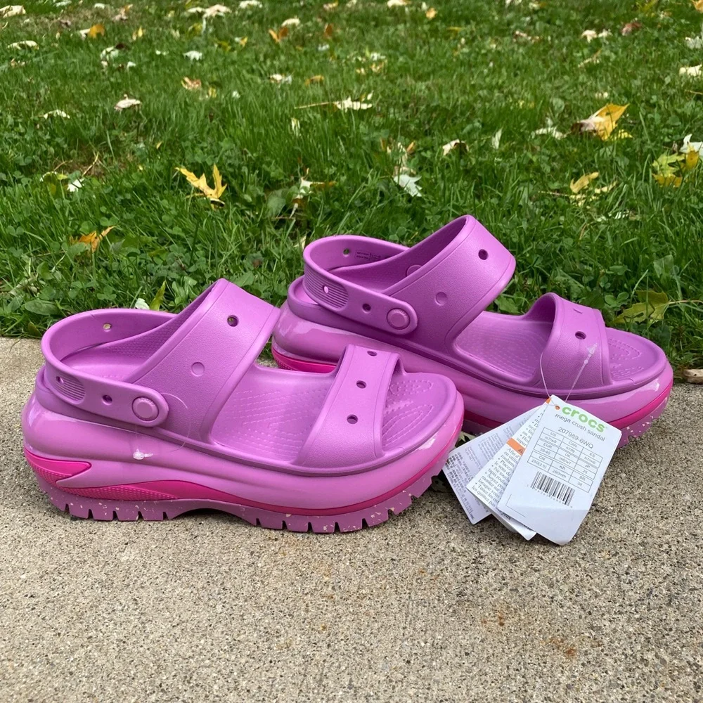 Crocs Mega Crush Platform Sandal Bubble Purple Pink NEW WITH TAGS